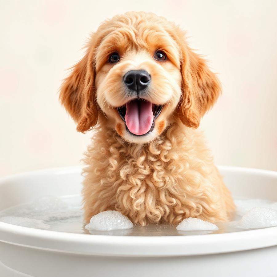 Happy doodle in a bubble bath